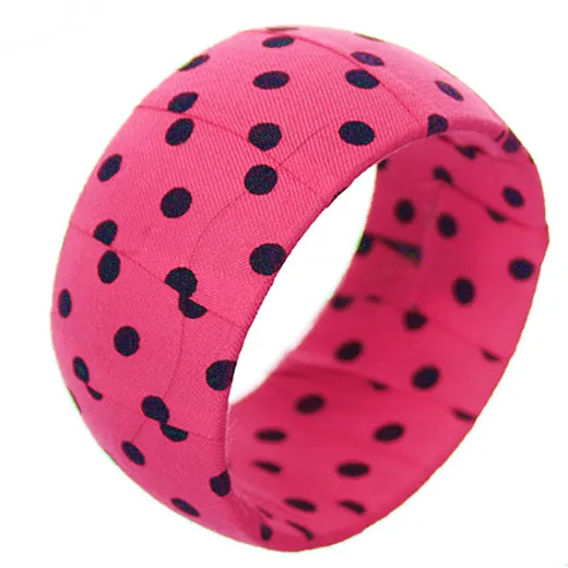 Black Pink Polka Dot Bangle Bracelet