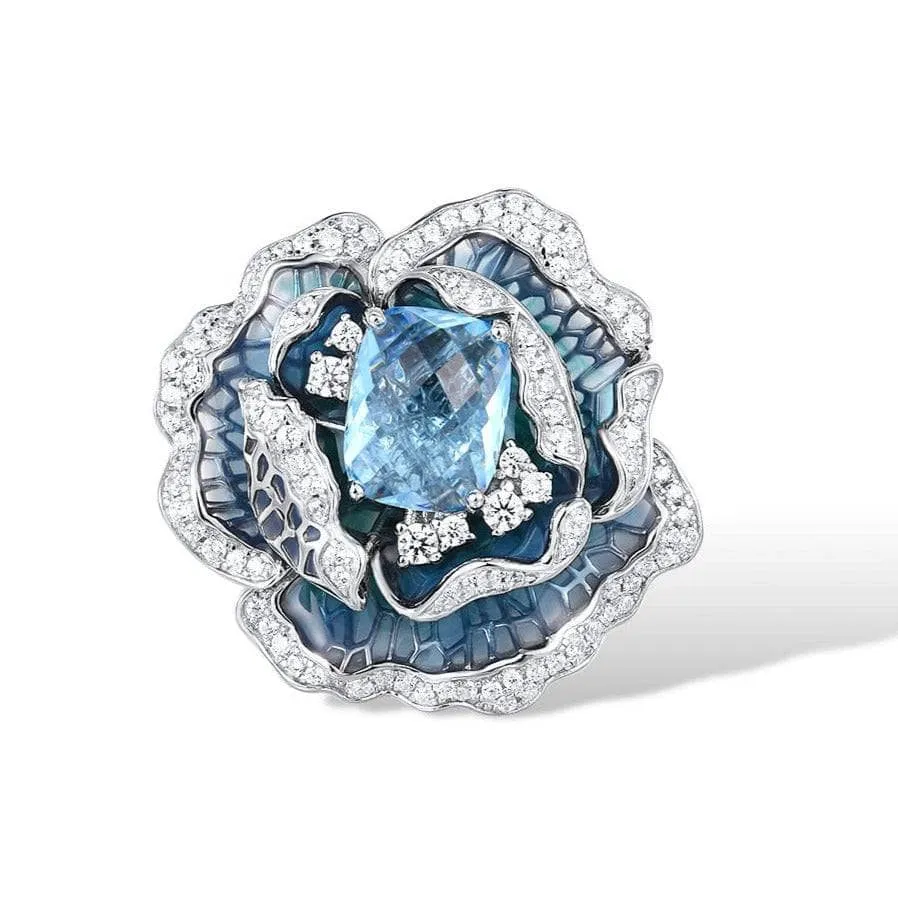 Blooming Blue Enamel Flower Jewelry Set