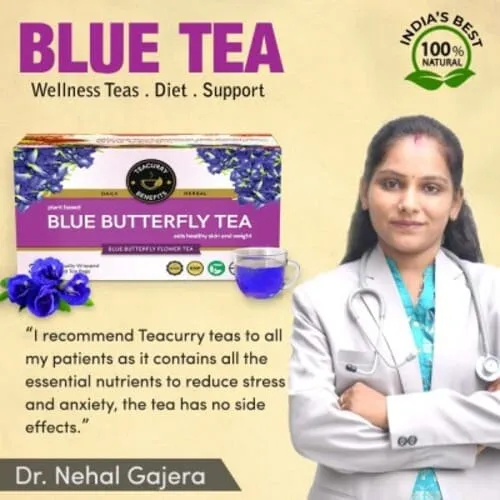 Blue Butterfly Pea Tea - For Skin Glow, Hair Growth, Eyesight - Blue Pea Flower Tea