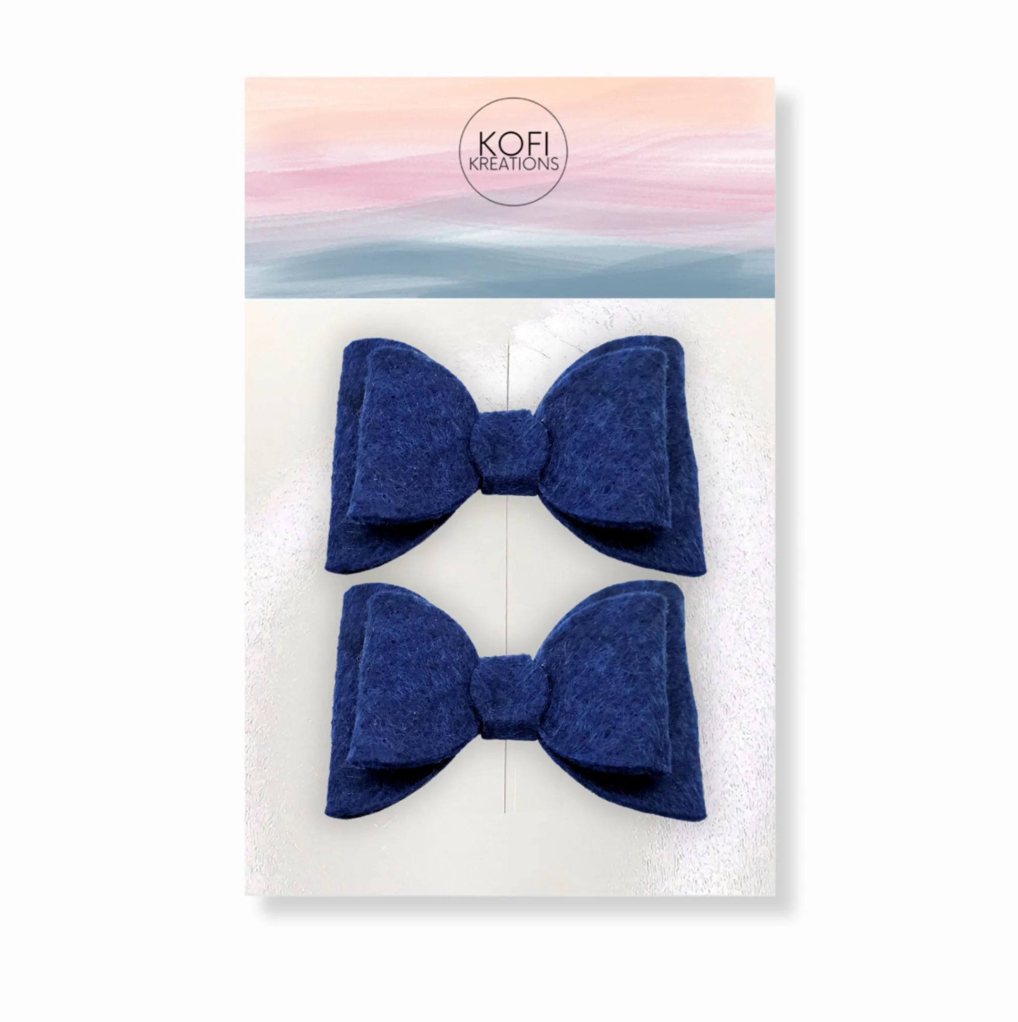 Blue Felt Piggy Hair Bows