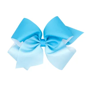 Blue Ombre Color-Block Print Hair Bow on Clippie