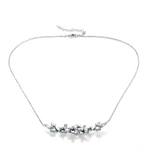 Blue Spinel Enamel Flowers with Diamond Necklace