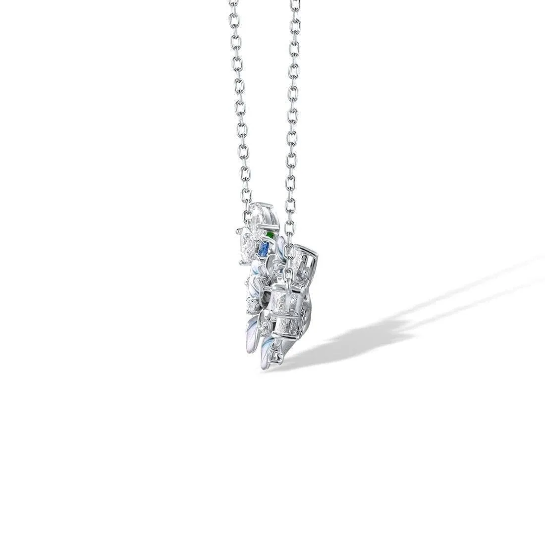 Blue Spinel Enamel Flowers with Diamond Necklace