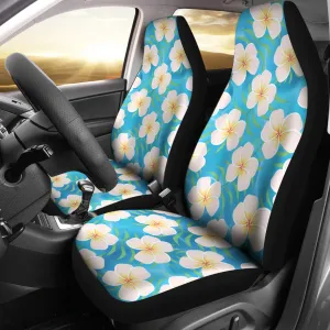 Blue Water With Plumeria Hawaiian Flower Pattern Island Car Seat Covers