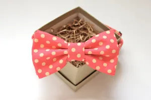 Bright Pink & Yellow Polka Dot Bow Tie
