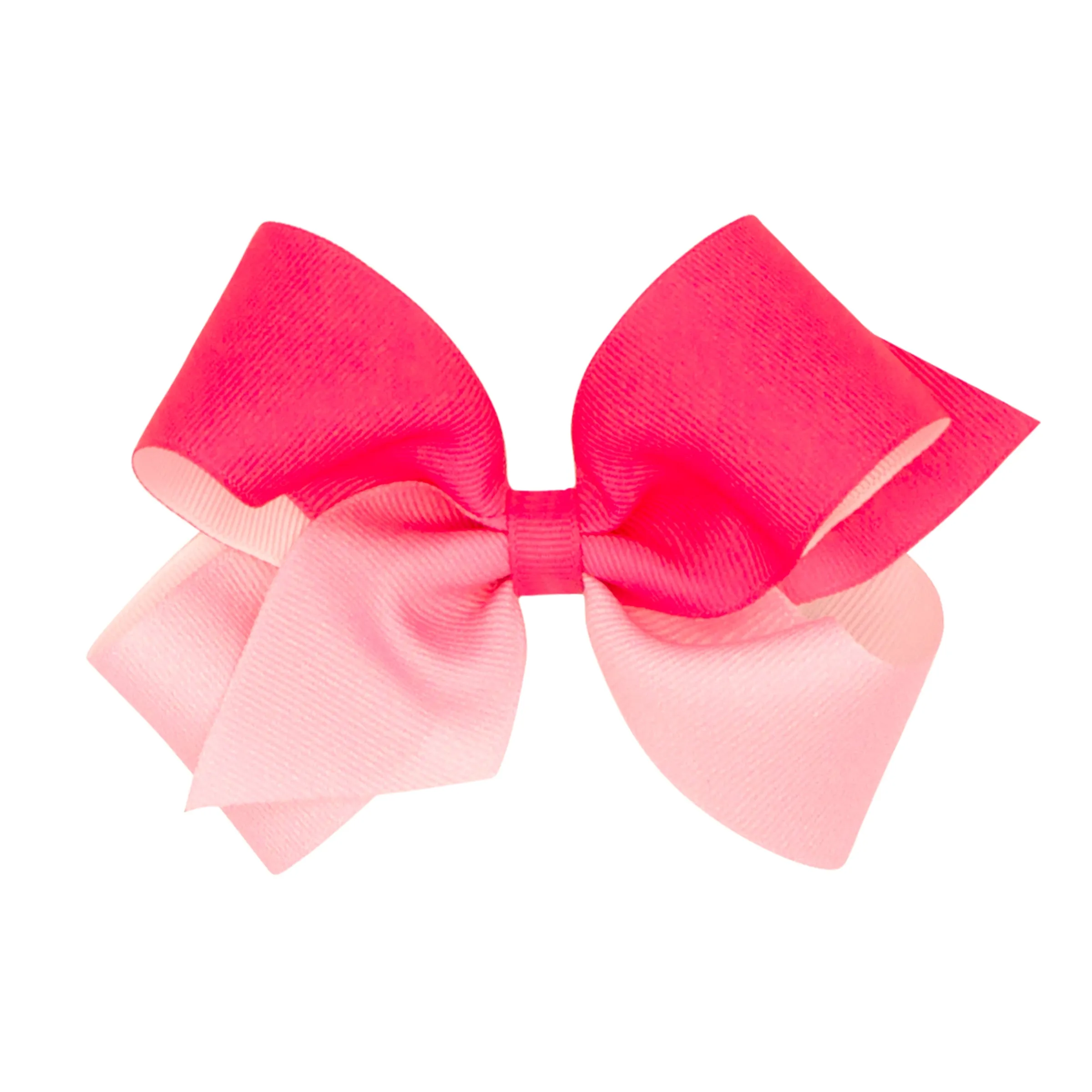 Bright Pink Ombre Color-Block Print Hair Bow on Clippie