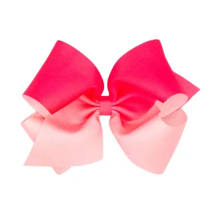 Bright Pink Ombre Color-Block Print Hair Bow on Clippie