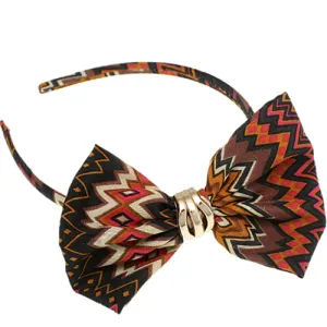 Brown Chevron Hair Bow Headband