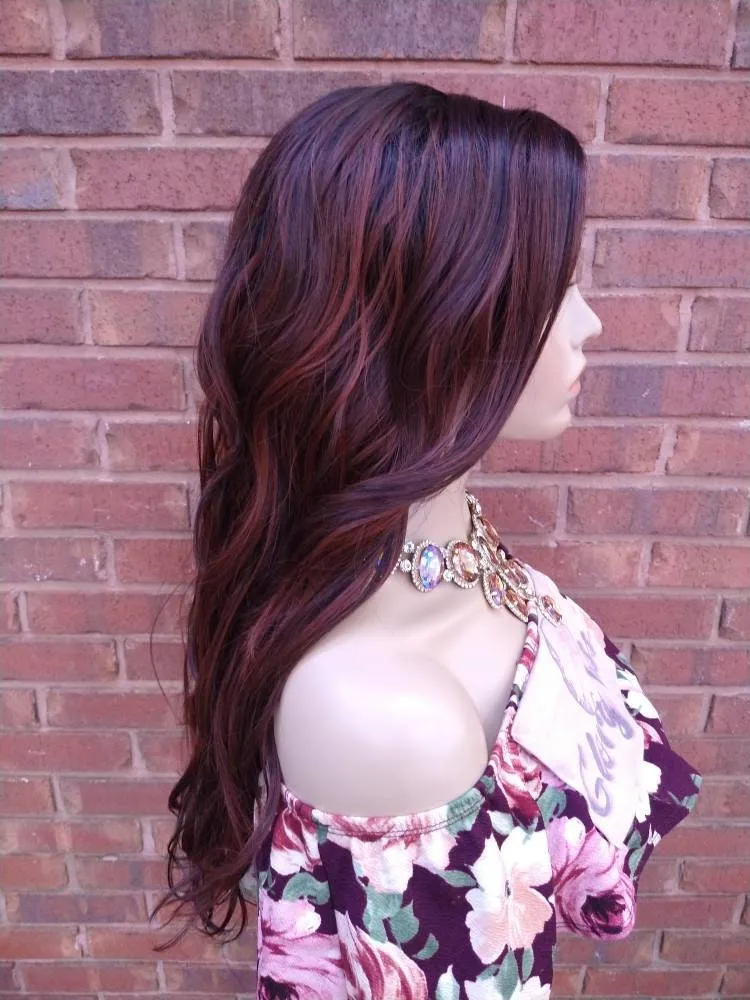 Brown Wavy Lace Front Wig | Ombre Copper Brown Wig |  Glory Tress Wigs, Alopecia Chemo Wig / SHEBA