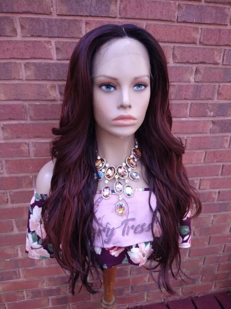 Brown Wavy Lace Front Wig | Ombre Copper Brown Wig |  Glory Tress Wigs, Alopecia Chemo Wig / SHEBA