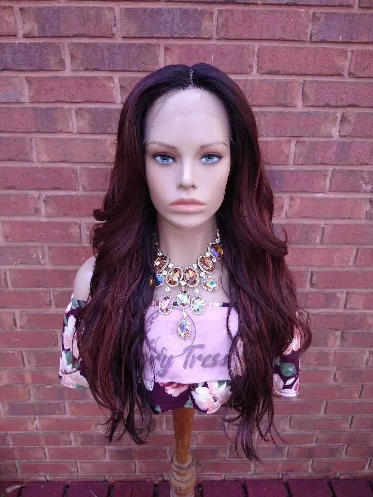 Brown Wavy Lace Front Wig | Ombre Copper Brown Wig |  Glory Tress Wigs, Alopecia Chemo Wig / SHEBA