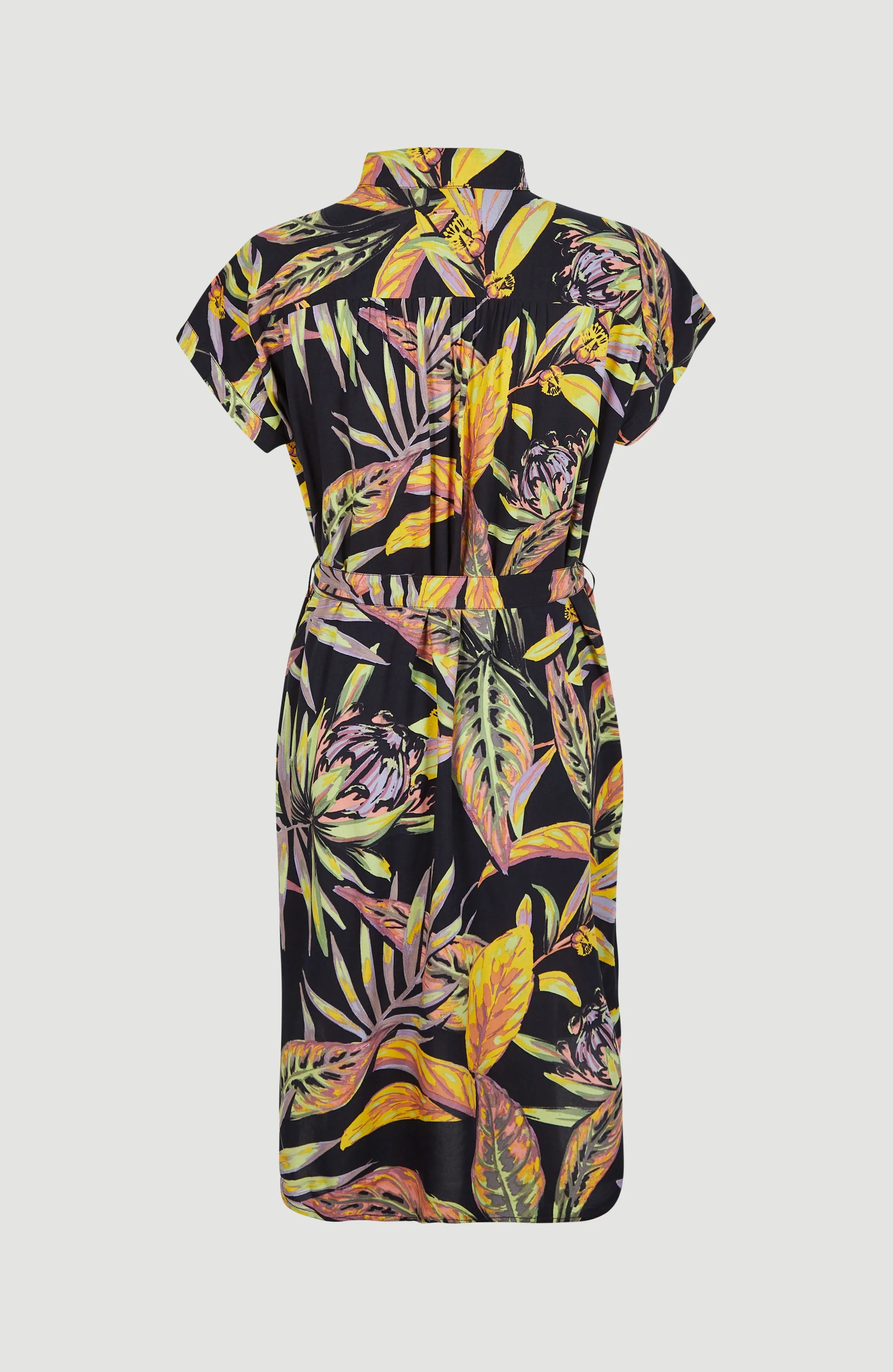 Cali Beach Shirt Kleid | Black Tropical Flower