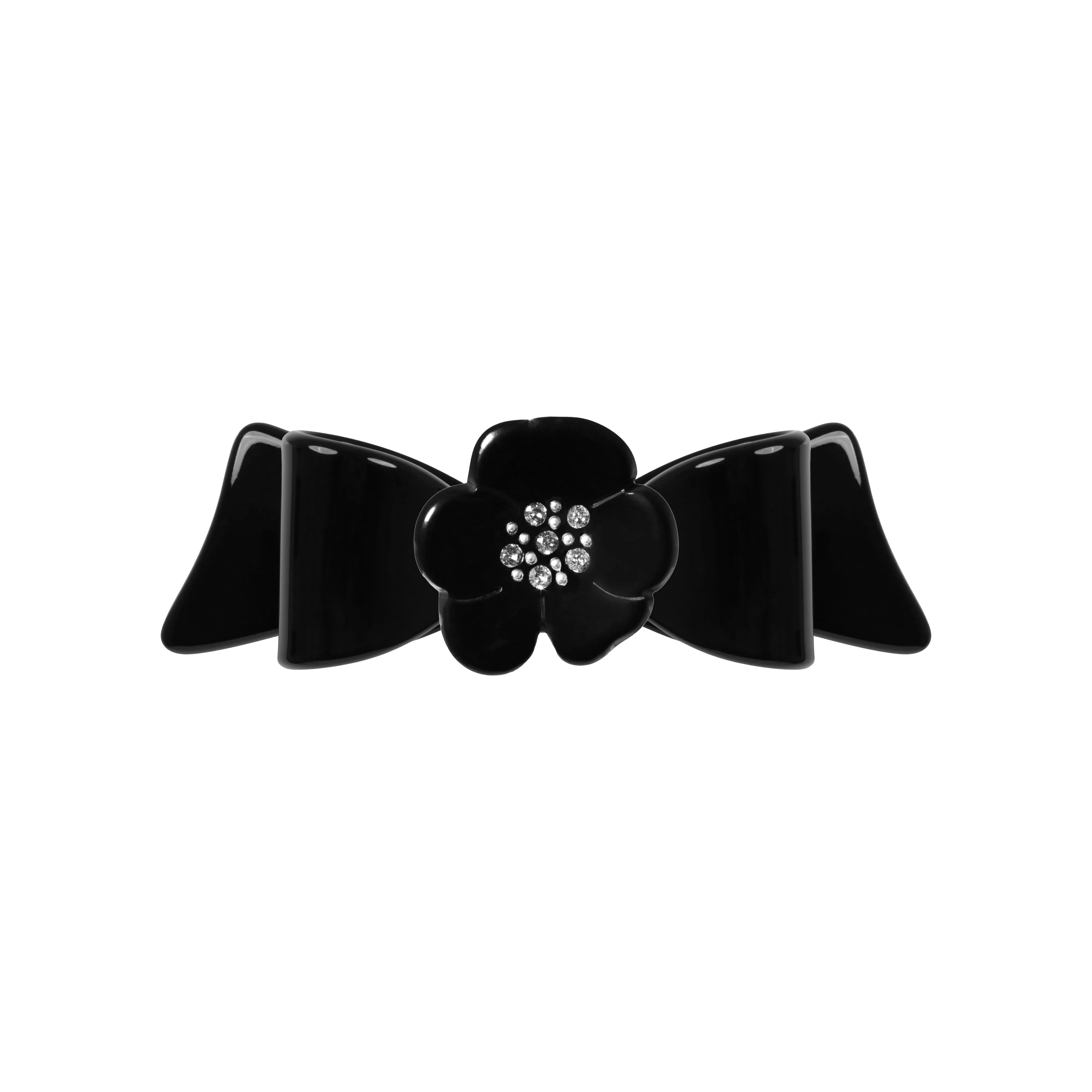 Camellia Crystal Small Black Bow Hair Clip