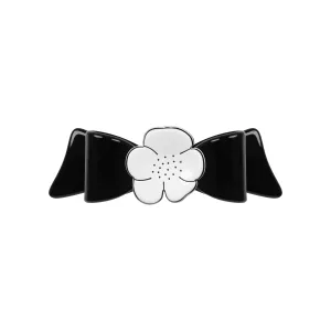 Camellia Small White Black Bow Hair Clip