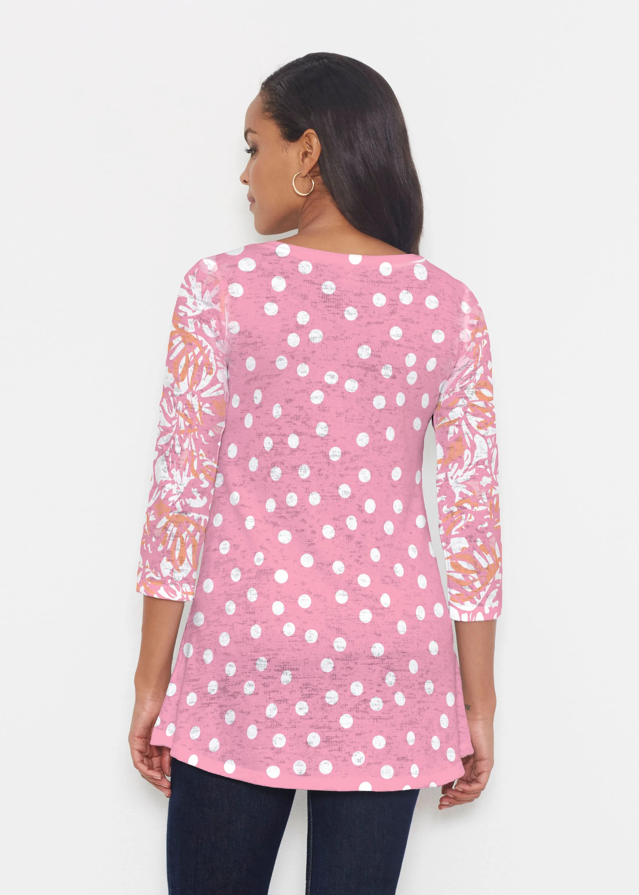 Camouflage Dots Pink (7912) ~ Katherine Hi-Lo Thermal Tunic