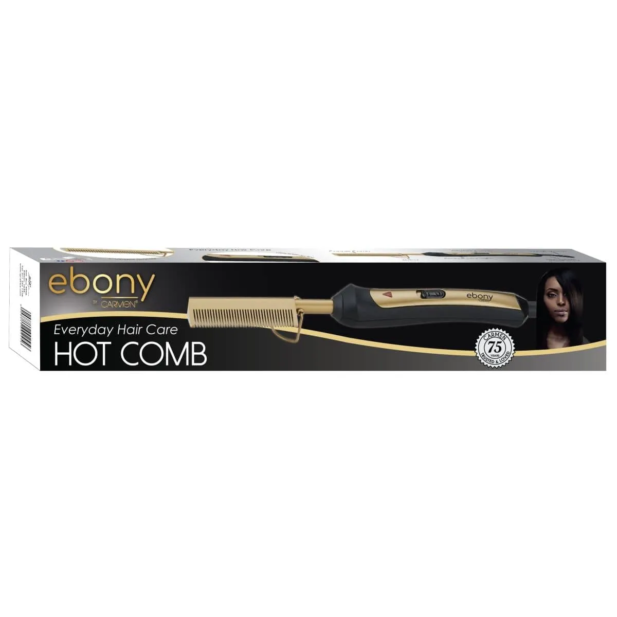 Carmen Ebony 30W Hot Comb Black & Gold SEL-1161