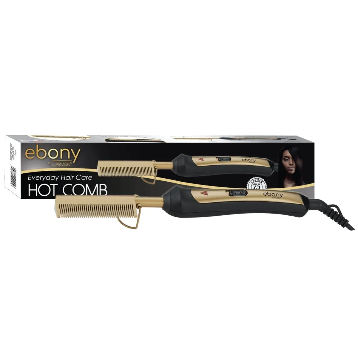Carmen Ebony 30W Hot Comb Black & Gold SEL-1161