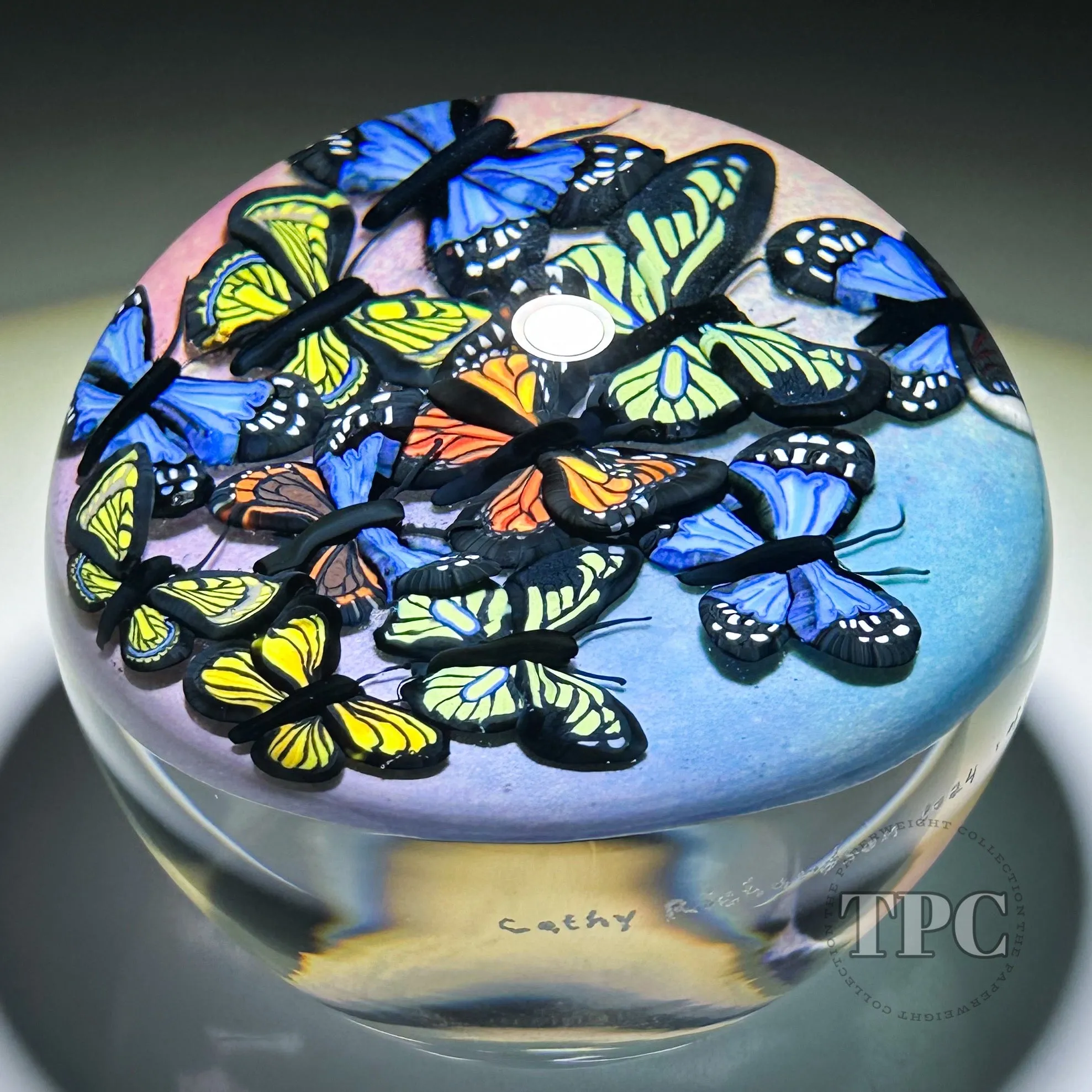 Cathy Richardson 2024 Glass Art Paperweight Flamework Butterfly Cloud 1 of 1