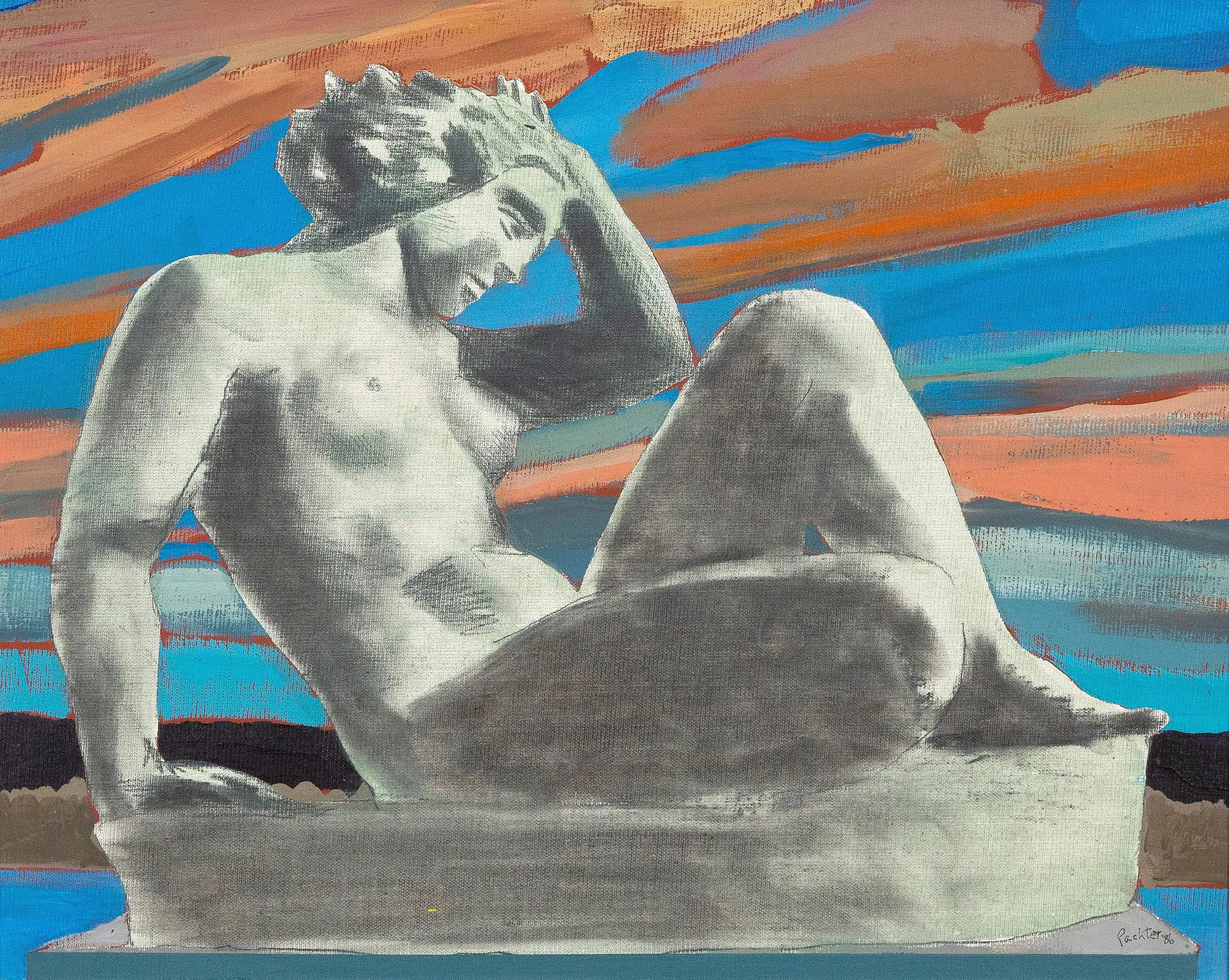 CHARLES PACHTER "STATUESQUE" PAINTING, 1980