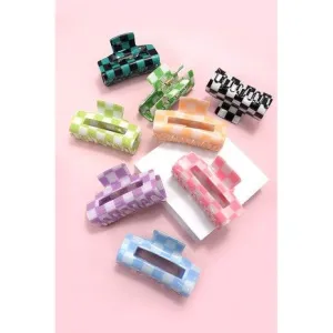 Checker Hair Claw Clips