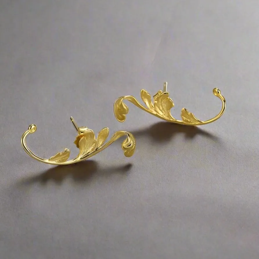 Classical Acanthus Leaf Stud Earrings