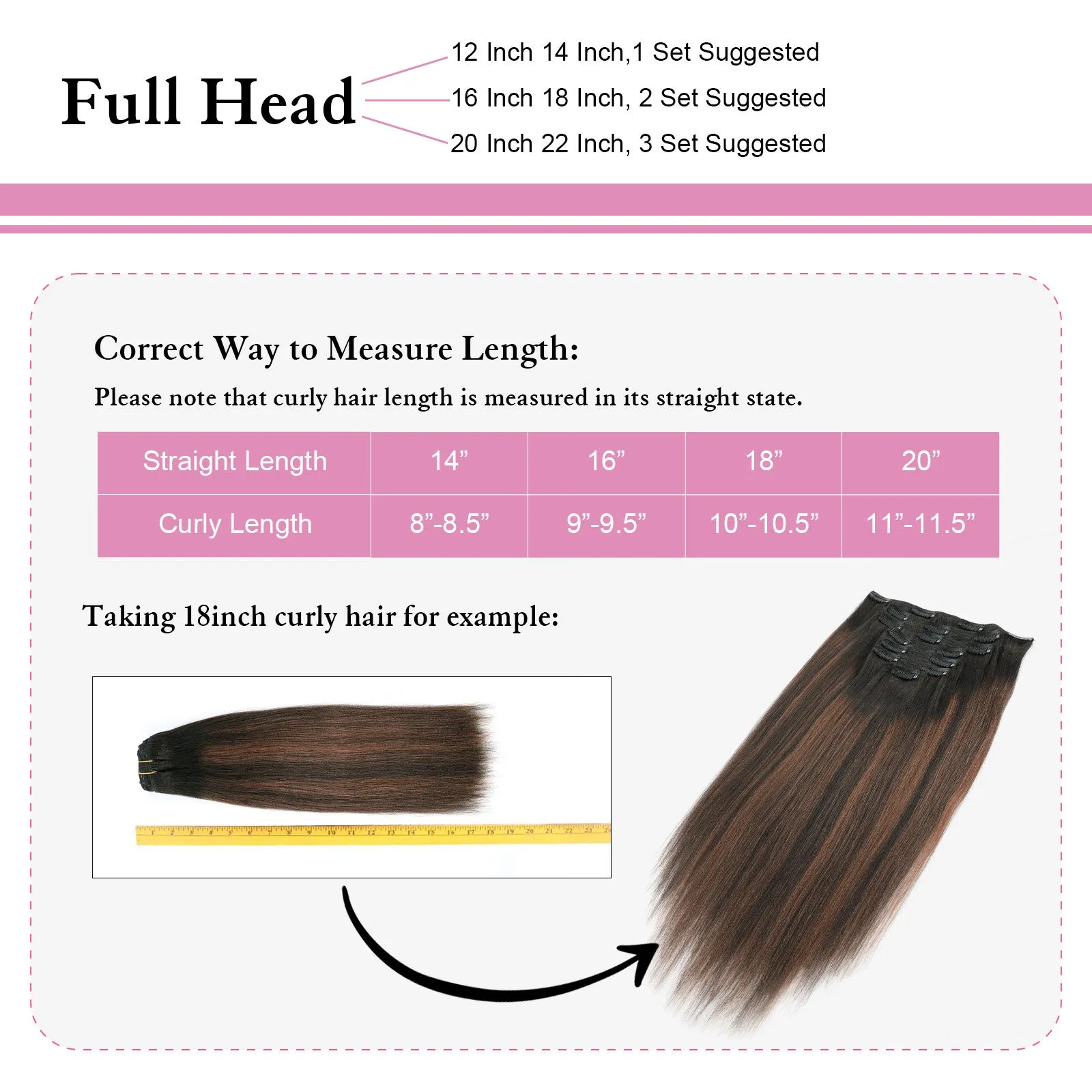 Clip in Hair Extension Yaki Straight 1BT1BP4#