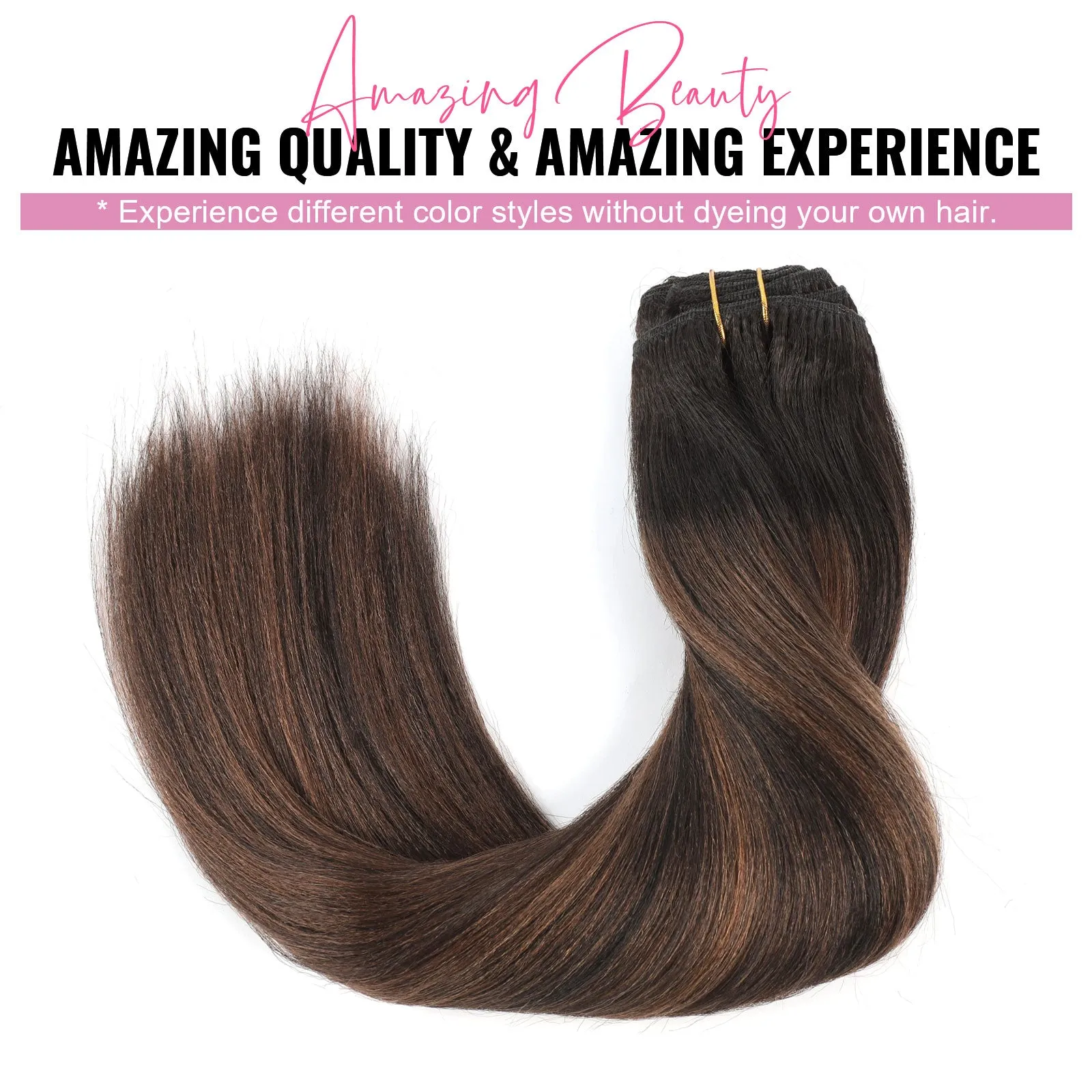 Clip in Hair Extension Yaki Straight 1BT1BP4#