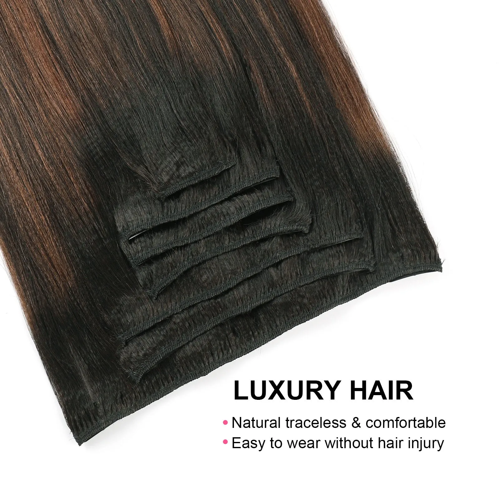 Clip in Hair Extension Yaki Straight 1BT1BP4#