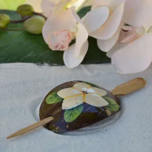 Coconut Shell Women Flower Hair Clip Pin Plumeria Luau Nautical Beach Party