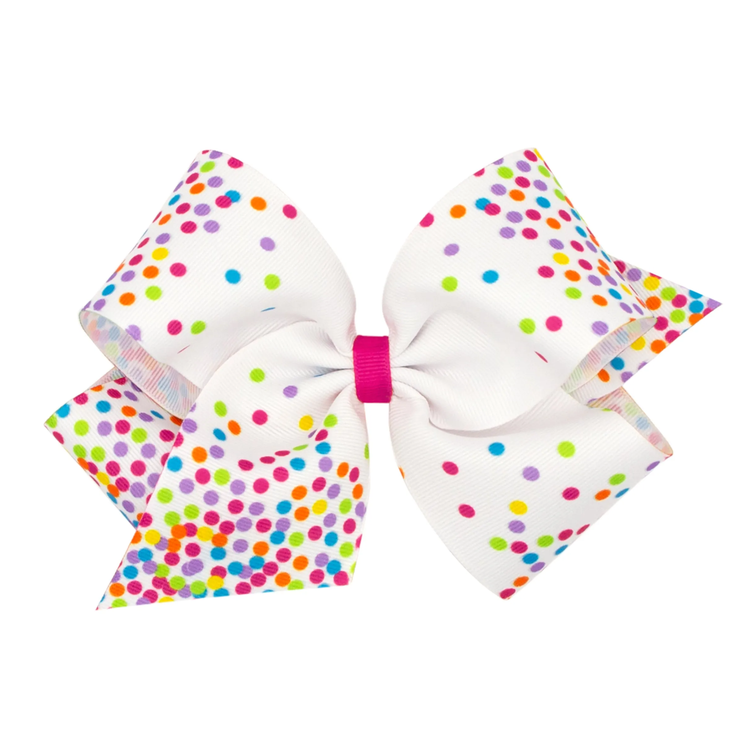 Confetti Print Grosgrain Hair Bow on Clippie - 2 Sizes