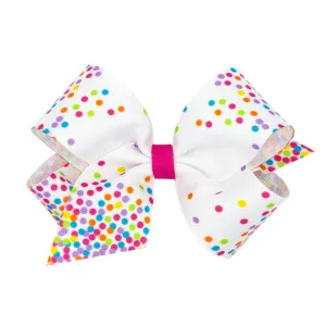 Confetti Print Grosgrain Hair Bow on Clippie - 2 Sizes
