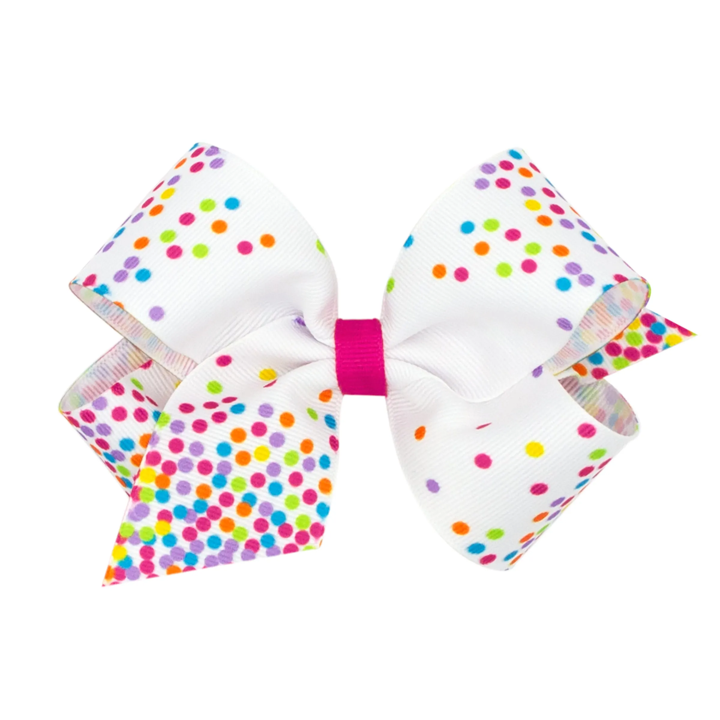 Confetti Print Grosgrain Hair Bow on Clippie - 2 Sizes