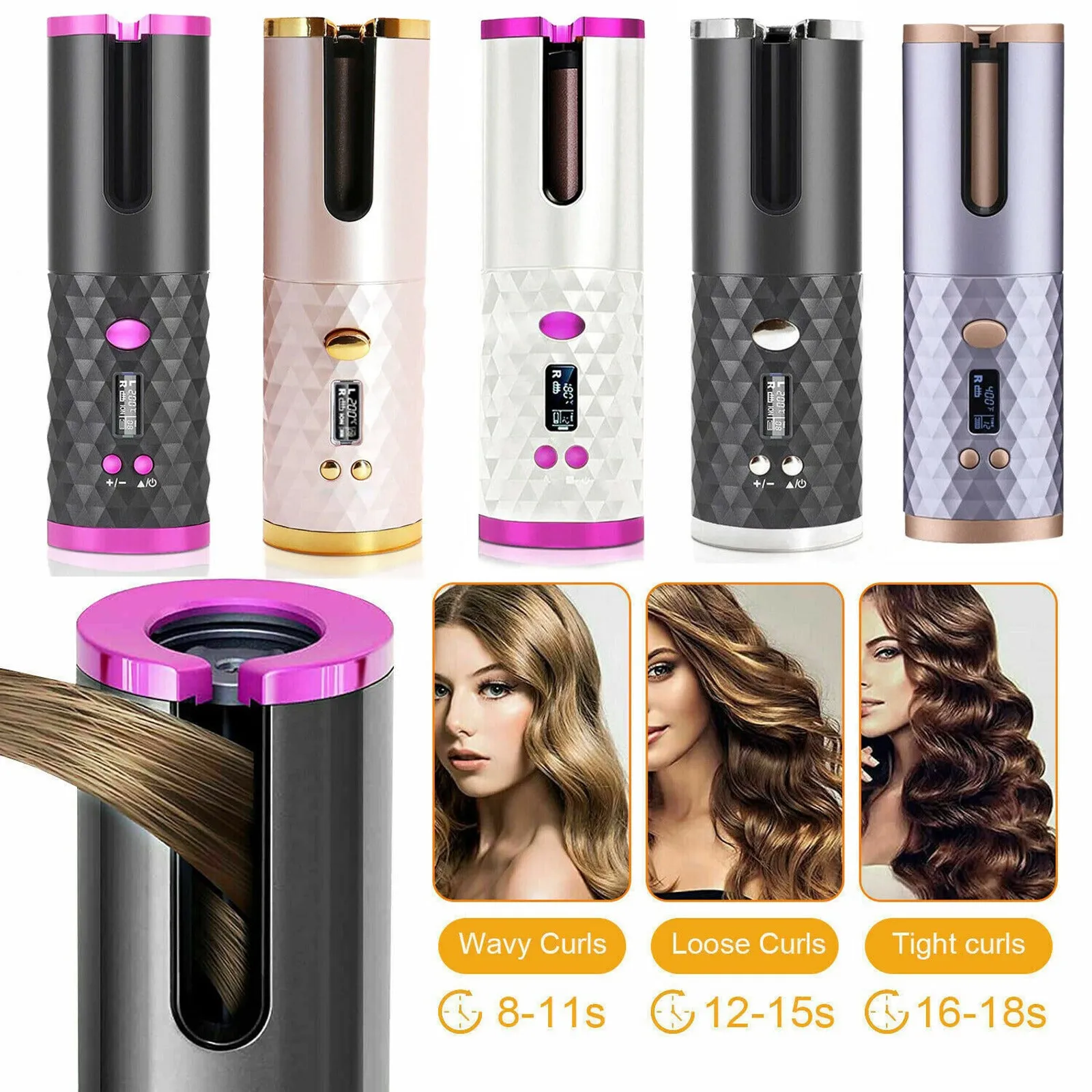 Cordless Hair Curler with Auto-Rotation