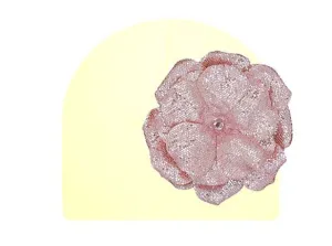 Cream Cotton Hat with Sequins Pale Pink Rose