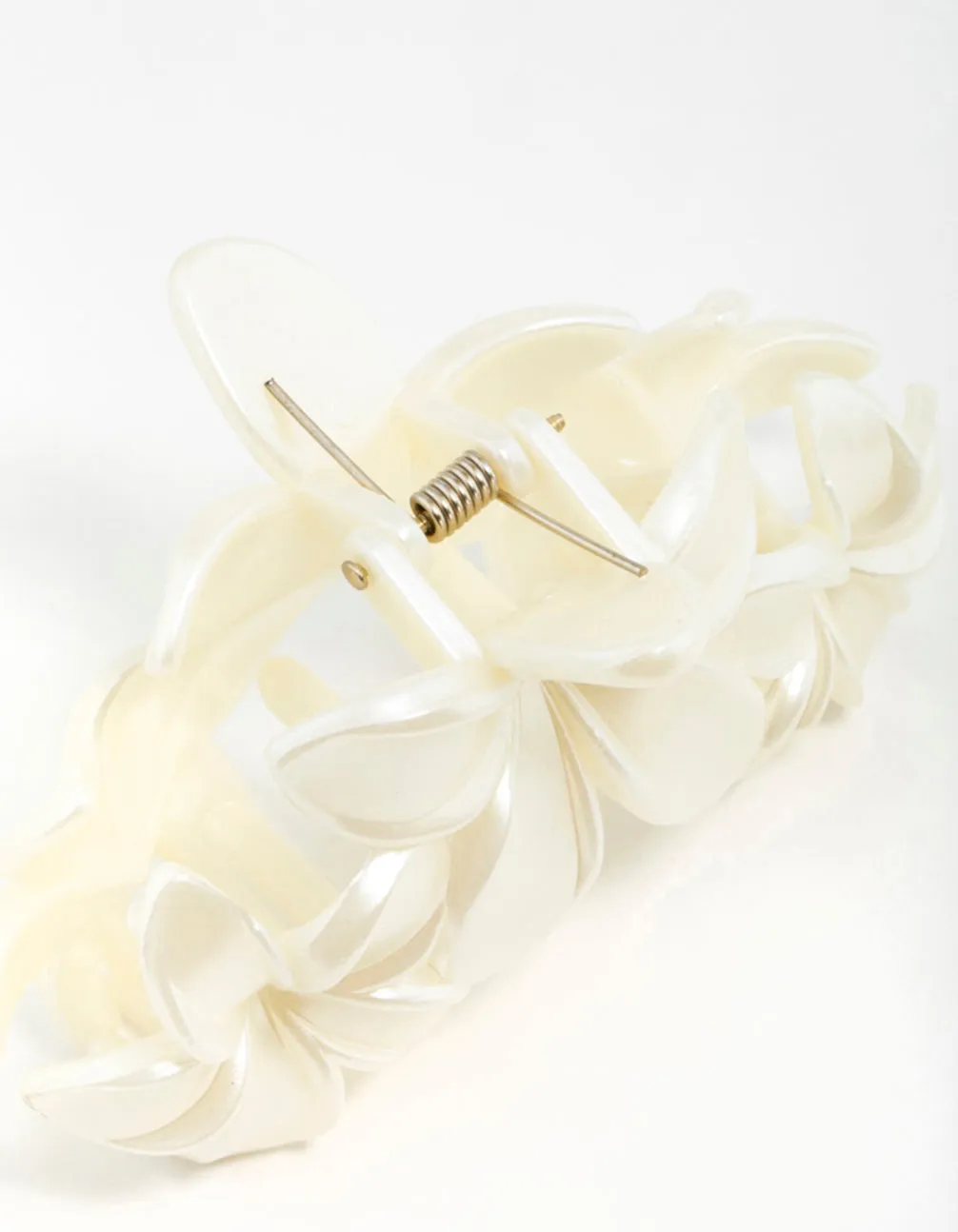 Cream Frangipani Flowers Hair Claw Clip