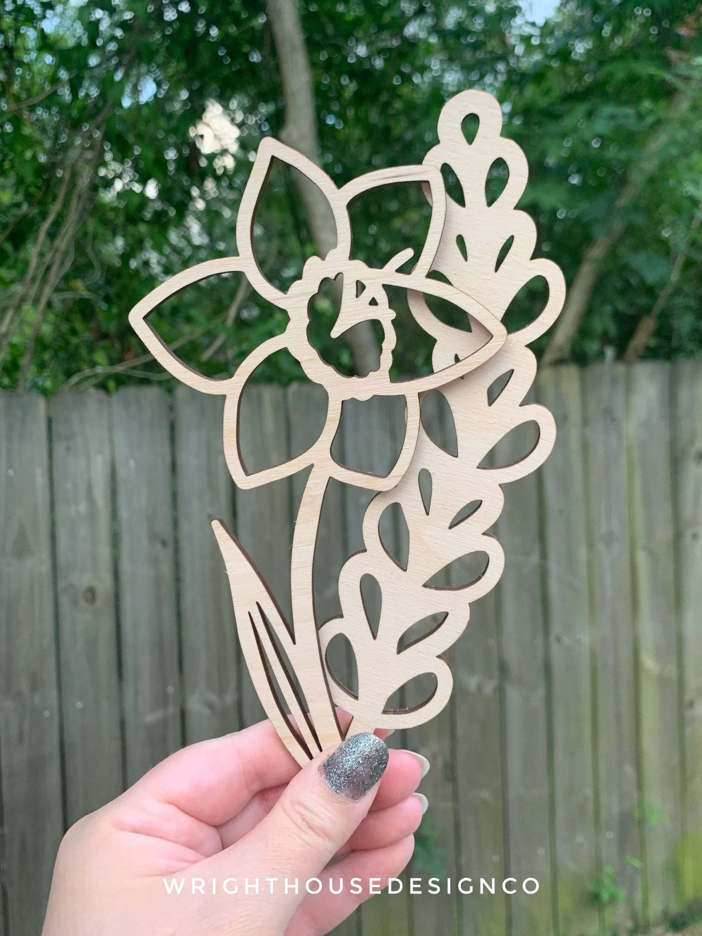 Daffodil Wooden Laser Cut Flowers - Simple Diy Florals For Bouquets - Files for Sign Making - SVG Cut File For Glowforge - Digital File