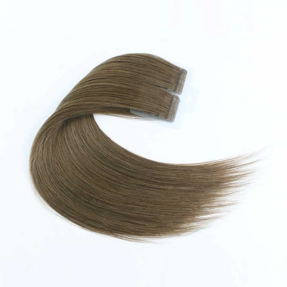 Dark Coffee Brown (#66) Virgin Tape  In Hair Extensions 18"