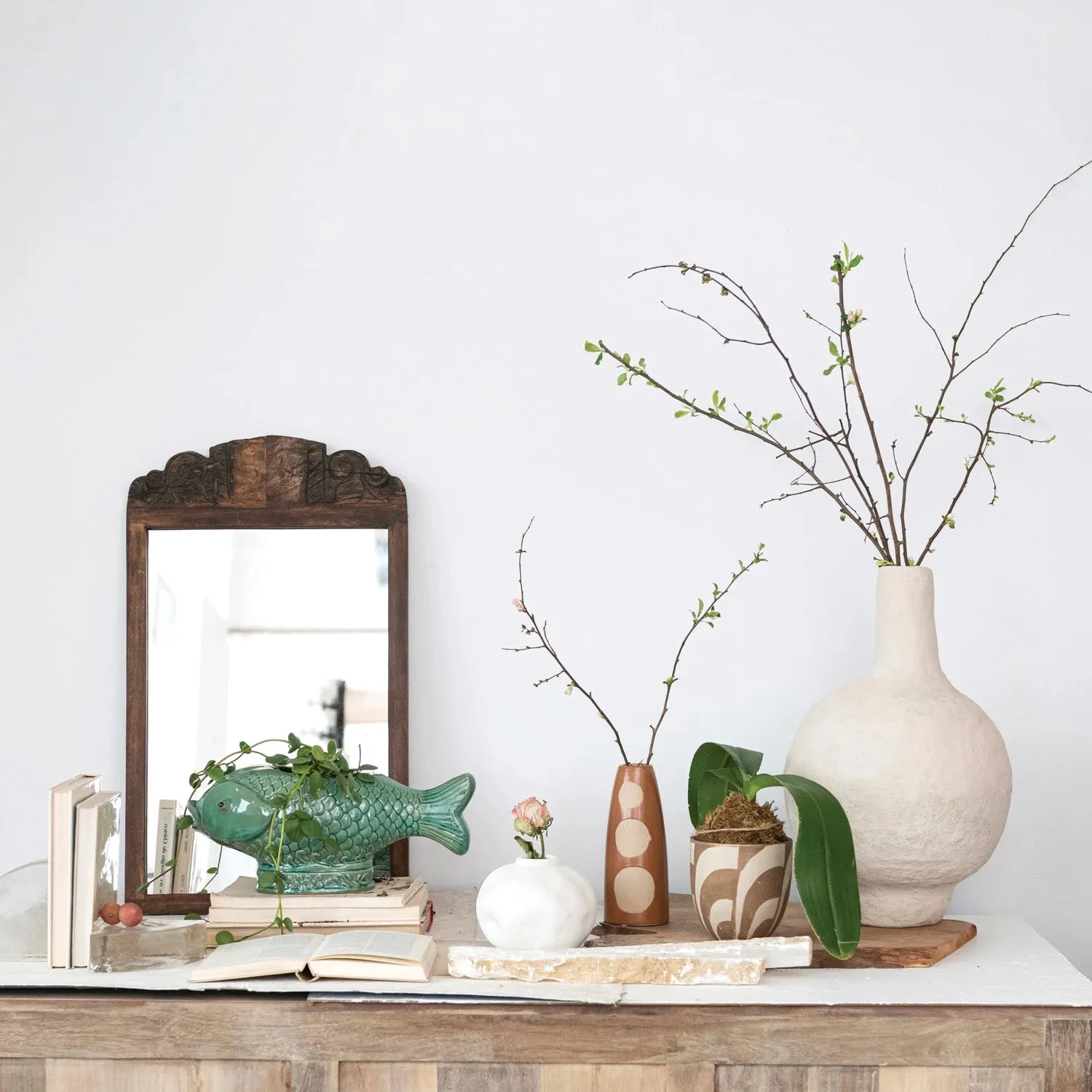 Debossed Stoneware Fish Planter (Holds 7" Pot)