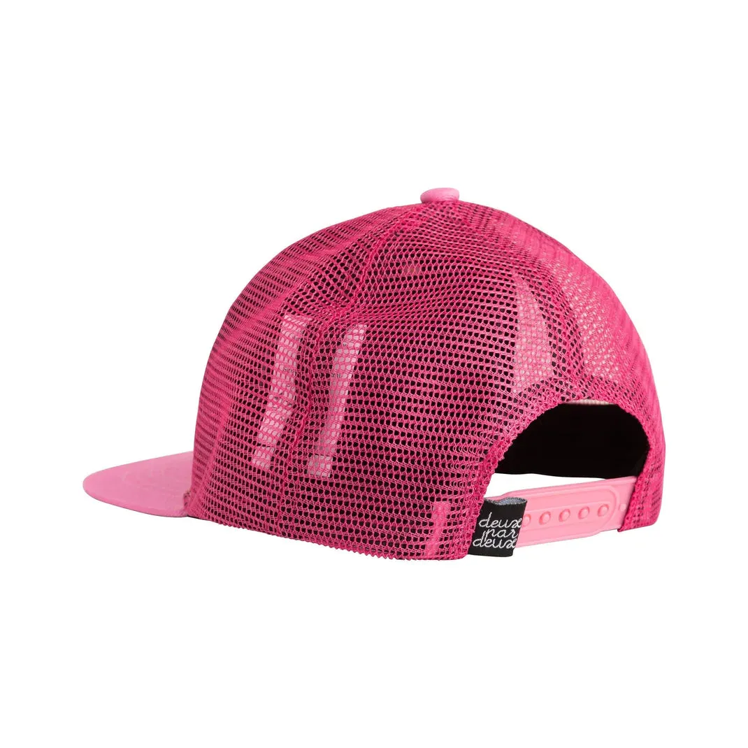 deux par deux Girls Printed Cap - Pink Tropical Flowers