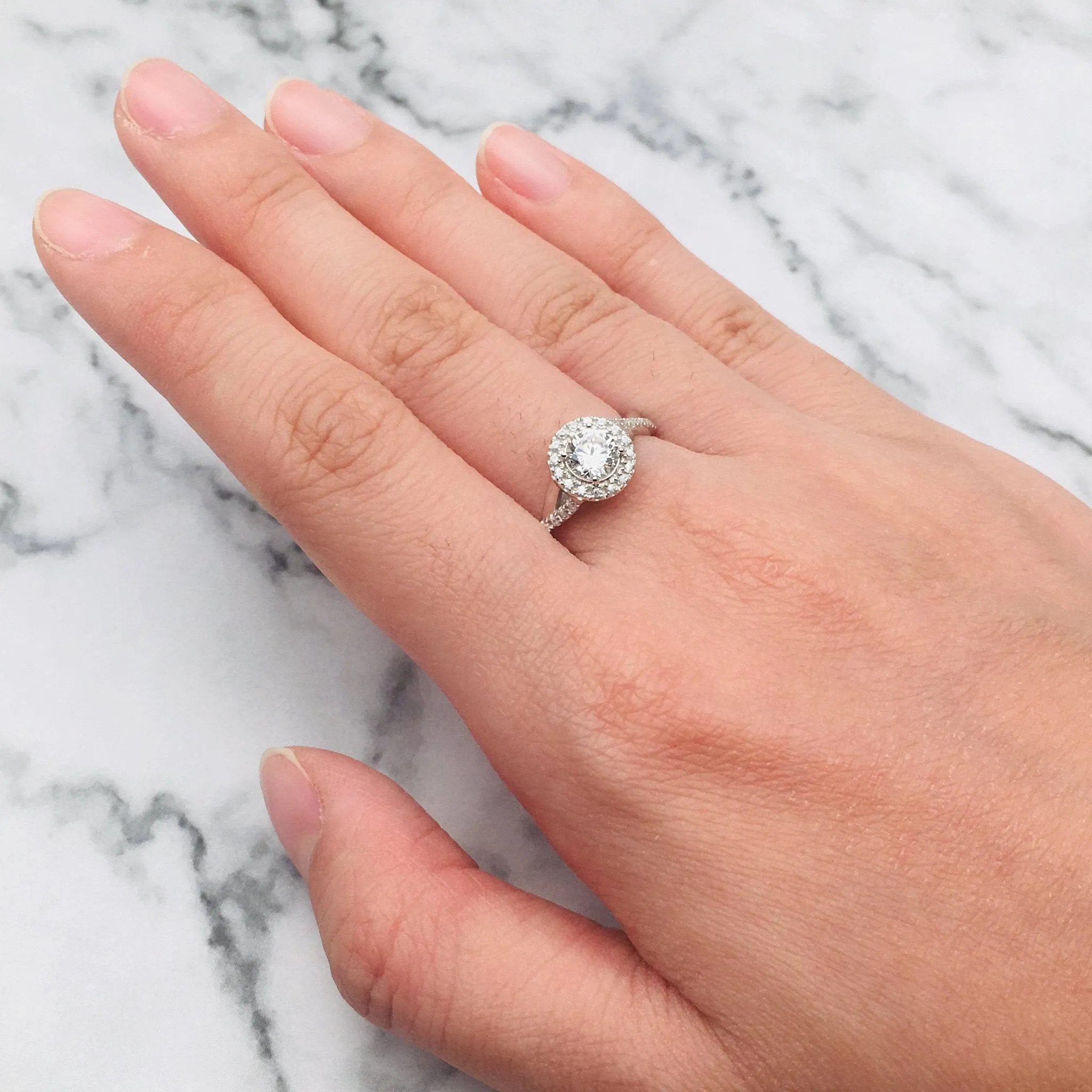 Diamond Halo Elegant Round Cut Vintage Promise Ring