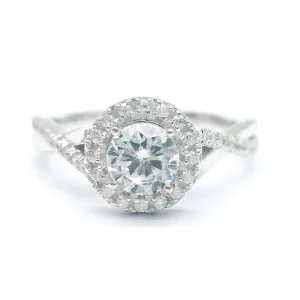 Diamond Halo Elegant Round Cut Vintage Promise Ring