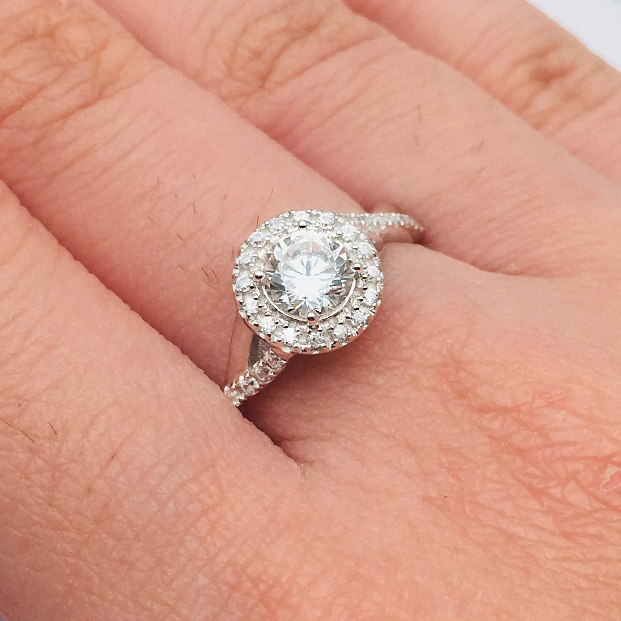 Diamond Halo Elegant Round Cut Vintage Promise Ring