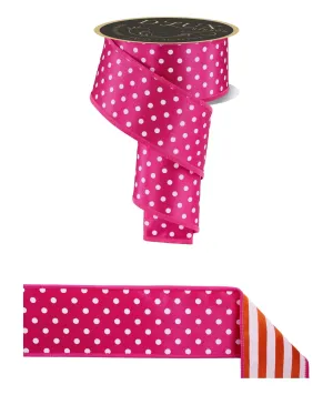 D'Lux 2.5" Polka Dot/Stripe/Fused: Hot Pink, White, Orange (10 Yards) LX3062JA