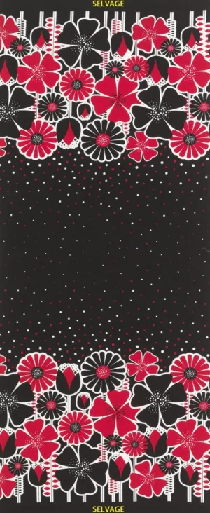Double Border Floral Black