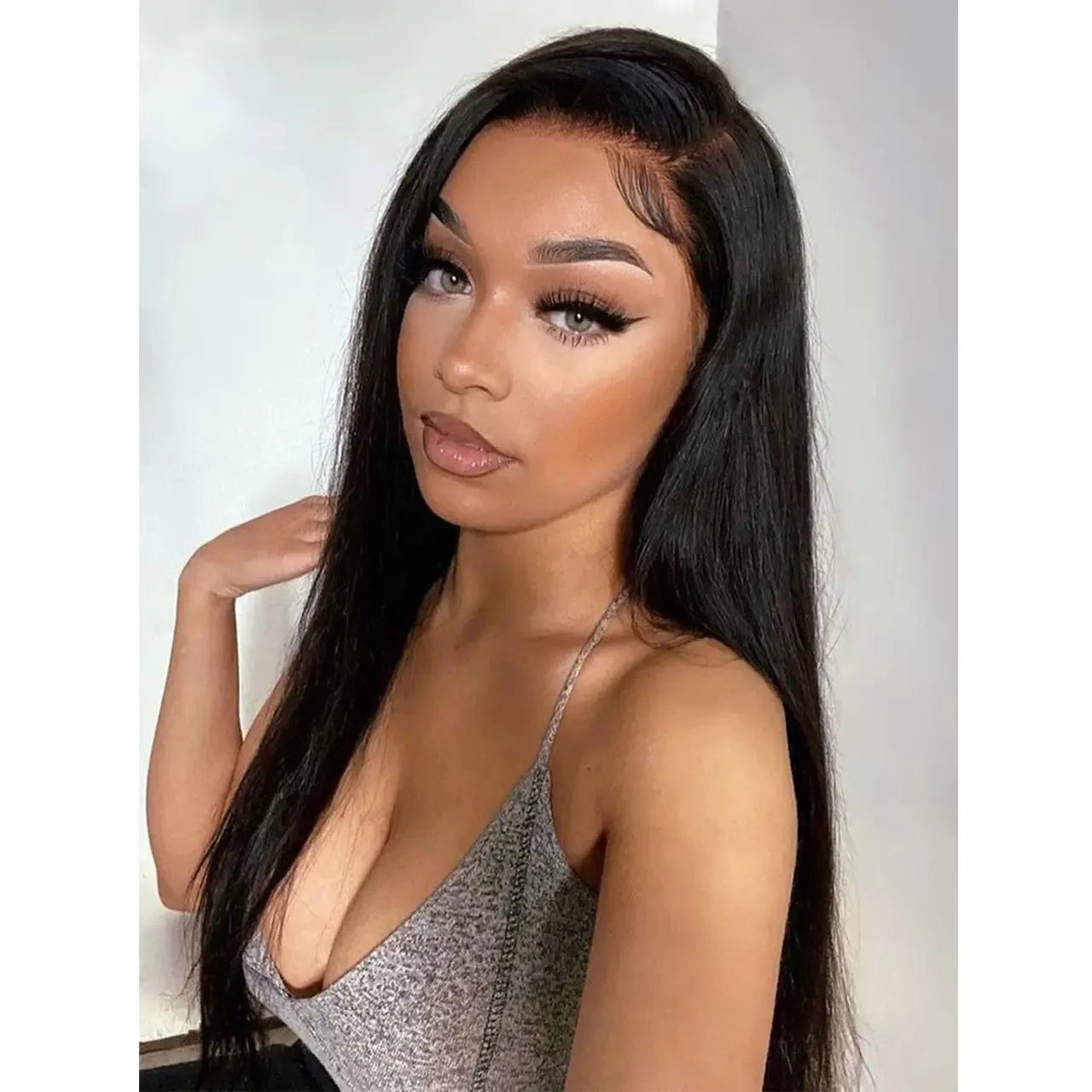 Double Drawn Yaki Straight Bulk Human Hair For Braiding Natural Black
