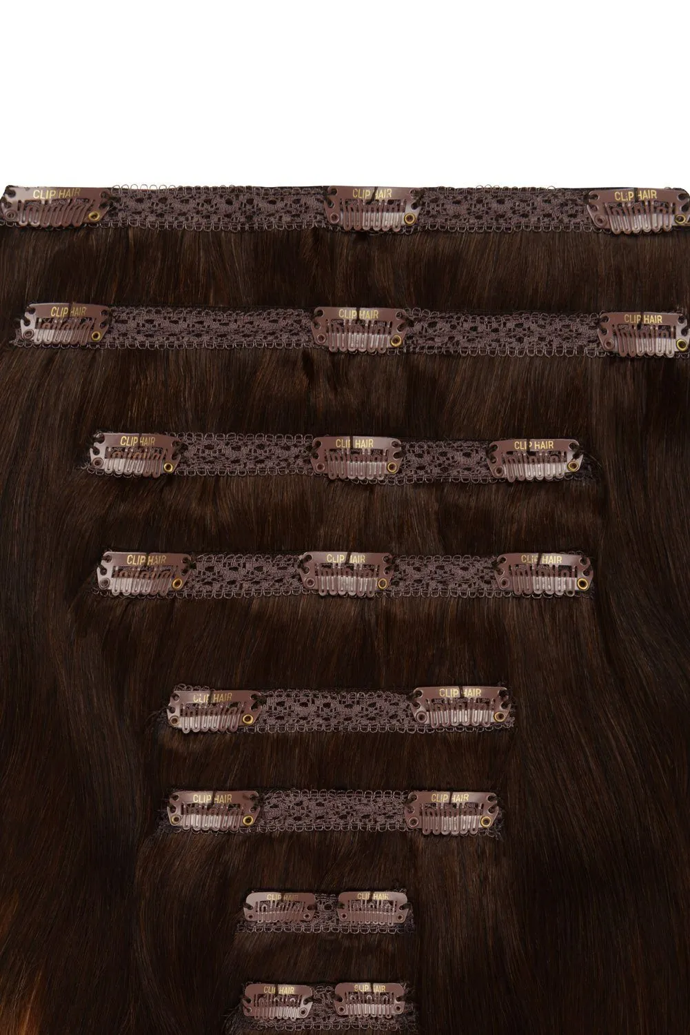 Double Wefted Full Head Remy Clip in Human Hair Extensions - Chocolate Honey Ombre (#T4/27)