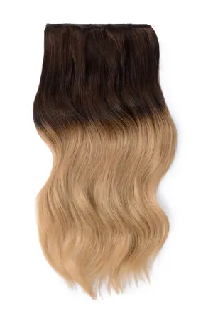 Double Wefted Full Head Remy Clip in Human Hair Extensions - Chocolate Honey Ombre (#T4/27)