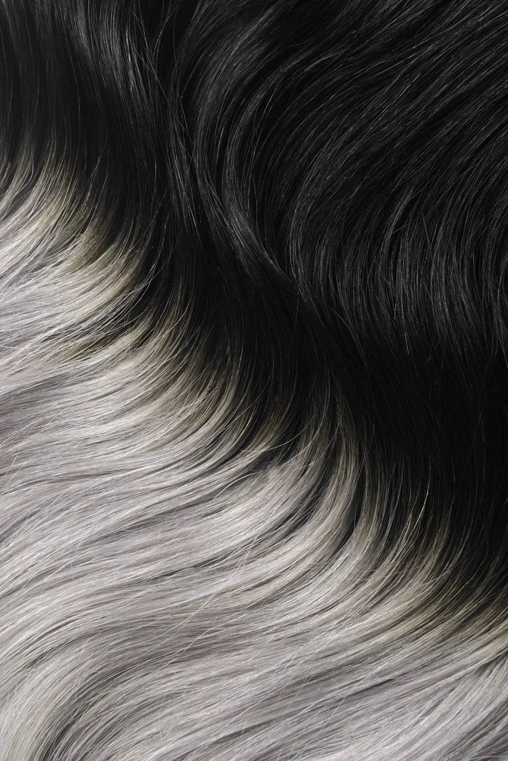 Double Wefted Full Head Remy Clip in Human Hair Extensions - Dark Brown/Silver Ombre (#T2/SG)