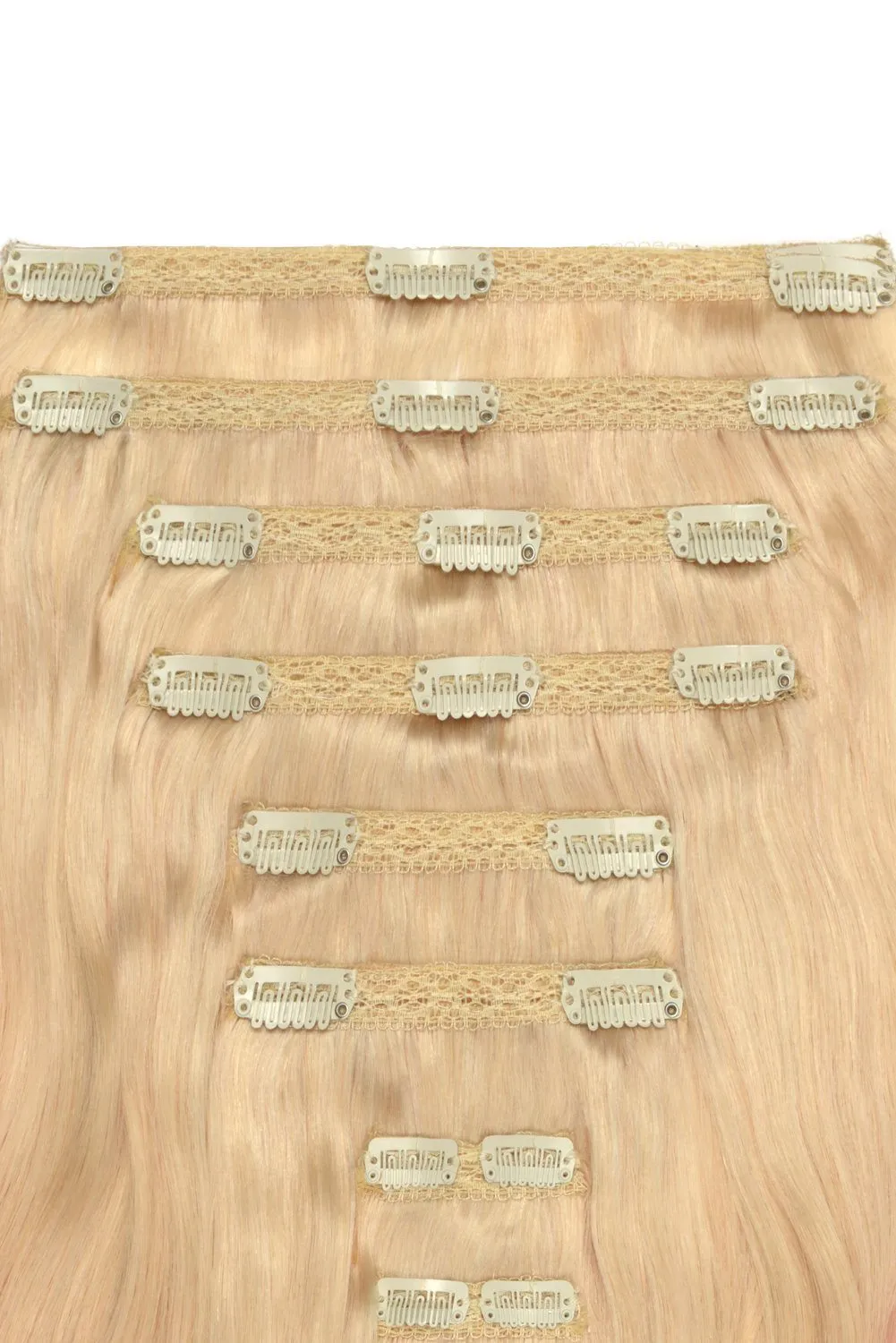 Double Wefted Full Head Remy Clip in Ombre Human Hair Extensions - (#T60/Pink)