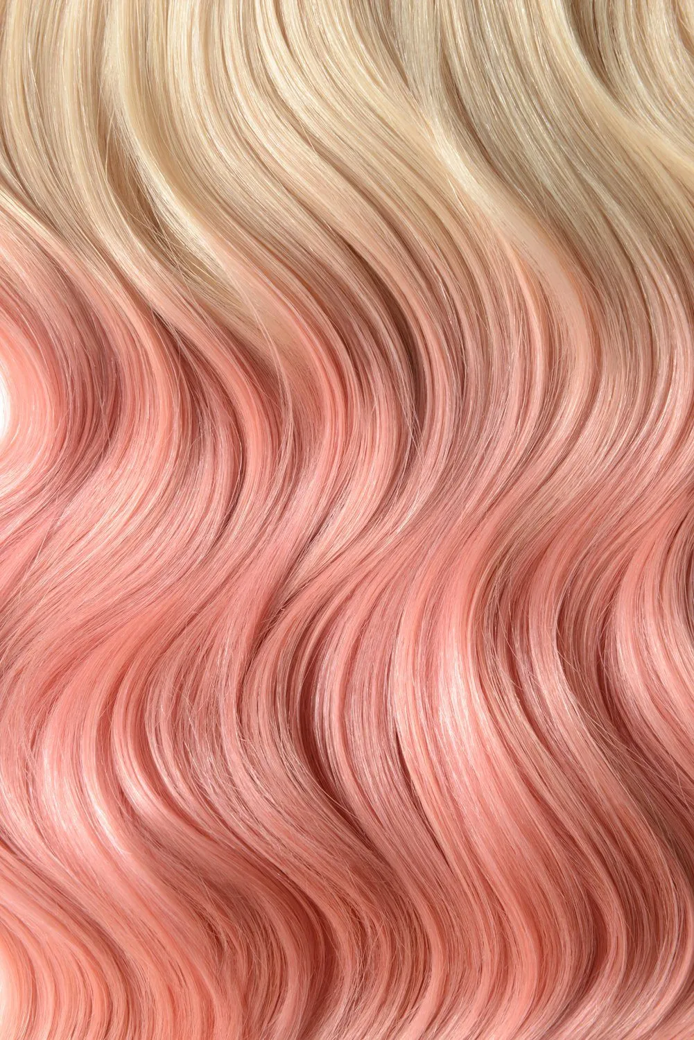 Double Wefted Full Head Remy Clip in Ombre Human Hair Extensions - (#T60/Pink)